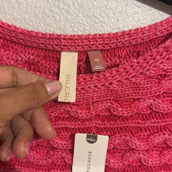 Anthropologie Pilcro Dolman Sleeve Scoop Neck Cable Knit Cropped Sweater - Picture 4 of 5